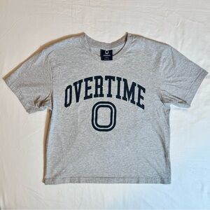 New Overtime Varsity Tee Girls Small Boys Light Gray Black Cotton Basketball